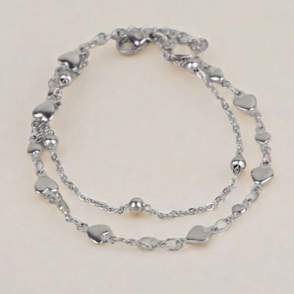 18k Gold Plated Stainless Steel Heart Multilayer Bracelet - Picture 7 of 8